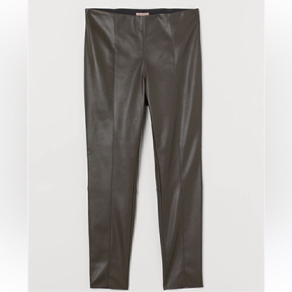 H&M Dark Green Faux Leather LeggingsPants(Size 10)